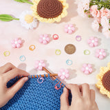 Flower Silicone Knitting Needle Point Protectors, Knitting Needle Stoppers with Zinc Alloy Stitch Markers, Mixed Color, Stoppers: 26x27x10mm, Hole: 2mm, 8pcs, Markers: 14.5x1mm, 30pcs