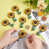 Sunflower Rhinestone Appliques, Costume Accessories, Sewing Craft Decoration, Gold, 73x43x6mm