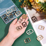 16Pcs 8 Colors Rectangle Adjustable Alloy & Iron Slider Buckles, for Strap Leathercraft Bag Belt, Mixed Color, 3~3.35x2.2~2.4x0.5~0.6mm, Inner diameter: 1.6~1.9x0.95~1mm, Pin: 1.75~7.85x0.3mm, 2pcs/color