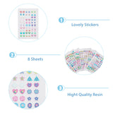 8 Sheets 8 Styles 3D Gems Earring Stickers for Girls, Earrings Self-Adhesive Glitter Stickers, Sparkle Crystal Rhinestone Stickers, Mixed Shapes, Mixed Patterns, 4~9x6~9mm, 1 sheet/style