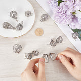 10Pcs 10 Styles Tibetan Style Brass Cage Pendants, For Chime Ball Pendant Necklaces Making, Hollow Mixed Shapes, Antique Silver, 21.5~43x25~34x15~25mm, Hole: 3~9x3~8mm, 1pc/style