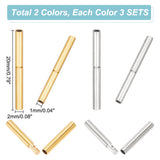 6 Sets 2 Colors 304 Stainless Steel Twist-in Bayonet Clasps, Column, Golden & Stainless Steel Color, 20x2mm, Hole: 1mm, 3sets/color