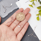4 Sets 2 Style 925 Sterling Silver Cord Ends, with Extender Chains, Teardrop Charms and Spring Ring Clasps, Silver, 46~48mm, Inner Diameter: 1.5~1.8mm, 2 Sets/style