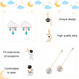 4 Pairs 4 Style Spaceman & Moon & Star Alloy Enamel Stud Earrings Set, Brass Cage Drop Earrings for Women, Mixed Color, 14~65mm, Pin: 0.6~0.8mm, 1 Pair/style
