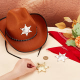 Cosplay Western Cowboy Accessories Sets, Including Non-Woven Fabric Hats, Plastic Hexagram Brooch Pin and Square Polyester Headbands, Mixed Color