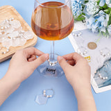 Acrylic Wine Glass Charms, Goblet Marker, with Brass Wine Glass Charm Rings, Hexagon, Platinum, 62mm, 20pcs/box