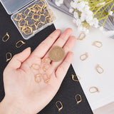 50Pcs Brass Leverback Earring Findings, with Loop, Long-Lasting Plated, Real 18K Gold Plated, 15.5x10x1.5mm, Hole: 1.5mm, Pin: 0.7mm, 50pcs/box