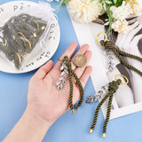 Polyester Cord First Communion Christening Keychain with Alloy Olive Branch for Baptism Favors Gift, with Iron Split Key Rings, Golden, 35cm, 10pcs/set