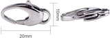 304 Stainless Steel Lobster Claw Clasps, Stainless Steel Color, 20x10mm