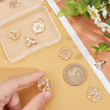 8Pcs 4 Style Rack Plating Brass Micro Pave Cubic Zirconia Pendants, with Jump Rings, Long-Lasting Plated, Cadmium Free & Lead Free, Bees & Flower with Bee, Real 18K Gold Plated, 12.5~22x13.5~17x2.5~5mm, Hole: 1.2~3.5mm, 2pcs/style