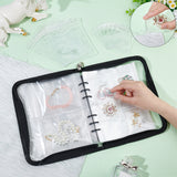 Transparent Jewelry Organizer Storage Zipper Bag, 3 Inch 5 Inch Jewelry Storage Loose Leaf Album with 60Pcs Zip Lock Bags, Holder for Rings Earring Necklaces Bracelets, Rectangle, Black, 23x18.5x2.5cm