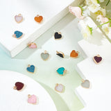 16Pcs 8 Colors Electroplate Druzy Resin Pendants, with Platinum Iron Loops, Heart, Light Gold, Mixed Color, 15x12x3.5~4mm, Hole: 1mm