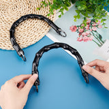 U shape Imitation Bamboo Stick Resin Bag Handles, with Zinc Alloy Shackle Clasp, Black, 13.5x15.7x0.5cm