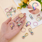WADORN DIY Keychain Making Kit, Including 8Pcs Alloy Swivel Clasps & Lobster Claw Clasps, 304 Stainless Steel Split Key Rings, Rainbow Color, 16Pcs/box