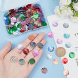 180pcs 9 colors Natural Akoya Shell Pendants, Mother of Pearl Shell Flat Round Charms, Dyed, Mixed Color, 10~15.5mm in diameter, 0.5~2mm thick, hole: 1.4~1.5mm, 20pcs/color