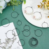 40Pcs 4 Style 316L Surgical Stainless Steel Hoop Earring Findings, Wine Glass Charms Findings, Electrophoresis Black, 16~30x0.7~0.8mm, 20~21 Gauge, 10pcs/style