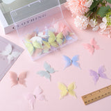 48Pcs 8 Colors Single Color 3-Layer Fibre Tulle Ornament Accessories, 3D Craft Organza Butterfly, with Crystal Rhinestone, Mixed Color, 56x54x3mm, 6pcs/color