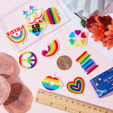 20Pcs 10 Style Pride Style & Rainbow Color Printed Acrylic Pendants, Mixed Shape, Mixed Patterns, 24~38x27~40x2~2.5mm, Hole: 1.5~1.6mm, 2pcs/style