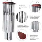 Solid Wood Wind Chimes, with Brass Tubes, for Home, Party, Festival Decor, Garden, Yard Decoration, with Stainless Steel Swivel Hooks Clips, Platinum, 66x13.2cm