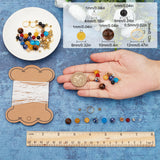 DIY Gemstone Chakra Bracelet Making Kit, Including Round Cat Eye & Natural Mixed Gemstone & Glass Beads, Antique Golden & Golden, 310Pcs/set