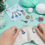 Bulb Pendant Stitch Markers, Printed Alloy Crochet Lobster Clasp Charms, Locking Stitch Marker with Wine Glass Charm Ring, Mixed Color, 4.5cm, 8 colors, 1pc/color, 8pcs/set, 2 sets/box