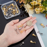 32Pcs 2 Colors Rack Plating Brass Pendant Pinch Bails, Ice Pick Pinch Bail, Teardrop, Platinum & Golden, 13x8x5mm, Hole: 5x9mm and 7x4mm, Pin: 1mm, 16pcs/color