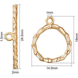 Brass Toggle Clasps, Long-Lasting Plated, Ring, Real 18K Gold Plated, Ring: 18x15x2mm, Hole: 1mm and 11mm, Bar: 24.5x5x2mm, hole: 1.5mm.