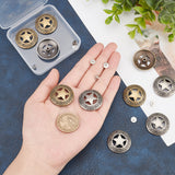 10Pcs 1-Hole Alloy Buttons, with Screw, Flat Round with Star, for DIY Shirts, Jeans and Clothes Handcraft Garment Accessories, Mixed Color, 28.6x6mm, Hole: 2.5mm, 5pcs/color, 2 Color, 10pcs/box