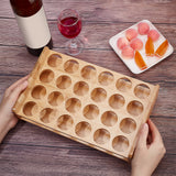 24-Hole Chinese Style Bamboo White Wine Glass Display Stands, Rectangle, Sandy Brown, 18.2x29.3x6.5cm, Inner Diameter: 3.75cm