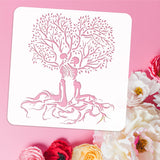 PET Hollow Out Drawing Painting Stencils, for DIY Scrapbook, Photo Album, Tree, 30x30cm