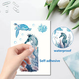8 Sheets 8 Styles PVC Waterproof Wall Stickers, Self-Adhesive Decals, for Window or Stairway Home Decoration, Rectangle, Whale, 200x145mm, about 1 sheet/style
