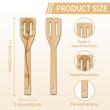 6Pcs Bamboo Spoons & Knifes & Forks, Flatware for Dessert, Flower, 60x300mm, 6 style, 1pc/style, 6pcs/set