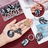 Printed Acrylic Pendants, with Zinc Alloy Spring Gate Rings, for Shoe Charm Decoration Accessories, Hecate/Moth/Snake, Platinum, 58~75mm, 5 style, 2pcs/style, 10pcs/set