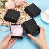 Cardboard Jewelry Boxes, Square, for Anniversaries, Weddings, Birthdays, Black, 8.6x8.6x3.6cm, Unfold: 24.3~25.3x24.3~25.3x0.05cm, 2pcs/set