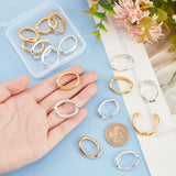 16Pcs 2 Colors Rack Plating Brass Shortener Clasps, Twister Clasps, Long-Lasting Plated, Oval Ring, Golden & Silver, 27x20x4mm, 8pcs/color