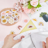 Sun & Rainbow Cloth Patches, Polyester Embroidery Appliques, Sewing Craft Decoration, Mixed Color, 36~48x47~58x1.5mm, 16pcs/set