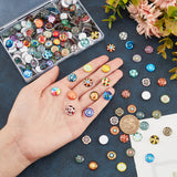 1 Bag Printed Glass Cabochons, for DIY Jewelry Making, Half Round with Mixed Patterns, Mixed Color, 12x5mm, 200pcs/bag, 1 bag/box