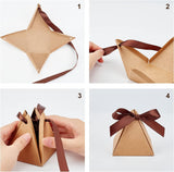 Paper Jewelry Box, with Polyester Ribbon, Triangle, Camel, Finished Product: 7.2x7.2x8cm