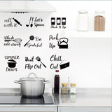 PVC Wall Stickers, for Home Kitchen Decoration, Kitchen Ware, Black, 290x290mm, 4 sheets/set