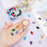 104Pcs 13 Colors Faceted Teardrop Glass Pendants, Mixed Color, 16x9x6mm, Hole: 1mm, 8pcs/color