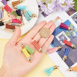 Faux Suede Tassel Pendant Decorations, with CCB Plastic Cord Ends, Mixed Color, Golden, 33~37x10mm, Hole: 2.5~3mm, 4pcs/color, 120pcs/set