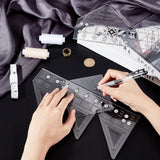 2Pcs 2 Style Acrylic Quilting Rulers, Triangle Templates, Transparent Patchwork Sewing Cutting Craft Ruler DIY Tools, Clear, 12~13x25.5~26x0.3cm, 1pc/style
