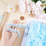 12.5 Yards Double Layers Polyester Lace Trim, Pleated Ribbon, for Garment Accessories, Deep Sky Blue, 1~1-1/8 inch(25~28mm)