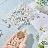 200 Sets 2 Style ABS Plastic Imitation Pearl Rivet Studs, with Iron Findings, White, 6~8mm, Finding: 4x5mm, 100 sets/style