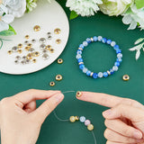 40Pcs 8 Style Brass Beads, with Rubber Inside, Slider Beads, Stopper Beads, Rondelle, Platinum & Golden, 6~10x3~4mm, Hole: 2mm, 5pcs/style