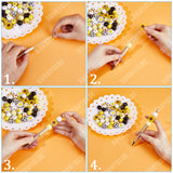 DIY Beadable Pen Making Kit, Including Wood Sunflower & Tartan Beads, Plastic Beadable Pens, Yellow, 102Pcs/bag