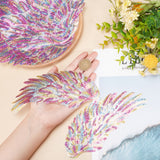 3 Pairs 3 Styles Wings Glitter Sequin Cloth Patches, Polyester Embroidery Appliques, Sewing Craft Decoration, Fuchsia, 189~340x90~170x0.5~0.8mm, 1 pair/style