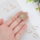10Pcs Brass Micro Pave Clear Cubic Zirconia Earring Hooks, Ear Wire, with Horizontal Loops, Nickel Free, Golden, 15x9x2.5mm, Hole: 1mm, 20 Gauge, Pin: 0.8mm