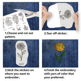 4 Sheets 11.6x8.2 Inch Stick and Stitch Embroidery Patterns, Non-woven Fabrics Water Soluble Embroidery Stabilizers, Flower, 297x210mmm