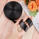 Flat PU Imitation Leather Cord, for Bag Decor, Black, 31x2~2.5mm